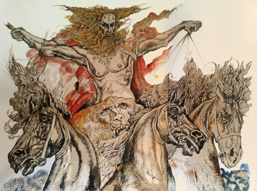 Картина под названием "scarlet gypsy" - Alexandr Moskvitin, Подлинное произведение искусства, Акварель
