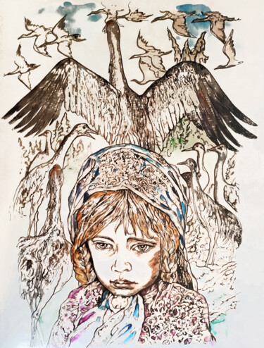 "Taldom cranes" başlıklı Tablo Alexandr Moskvitin tarafından, Orijinal sanat, Suluboya