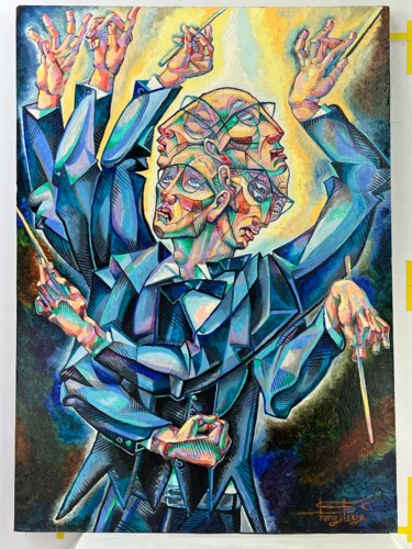 Schilderij getiteld "Bandleader" door Alexandr Shengeliya, Origineel Kunstwerk, Olie