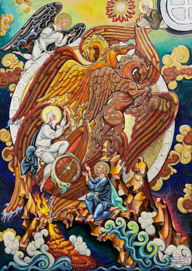Картина под названием "Fiery Ascension of…" - Alexandr Shengeliya, Подлинное произведение искусства, Масло