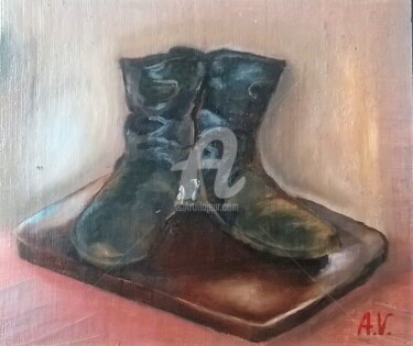 Pittura intitolato "Pair of shoes" da Ankel Volkov, Opera d'arte originale, Olio
