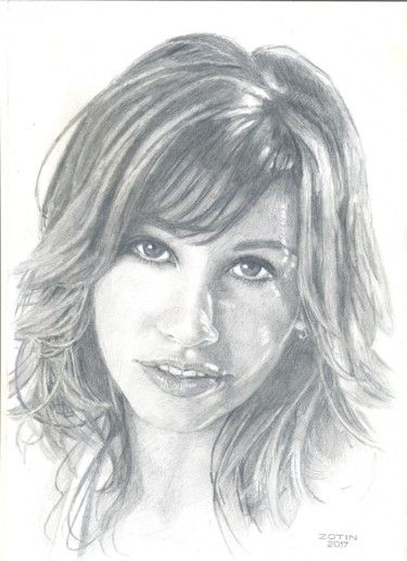 Drawing titled "Gina Gershon" by Alexandr Zotin, Original Artwork, Pencil