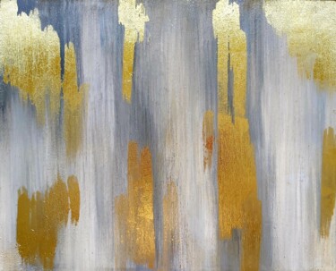 Painting titled "Golden rain" by Alexandra Amelchenko (As_Art), Original Artwork, Acrylic Mounted on Wood Stretcher frame