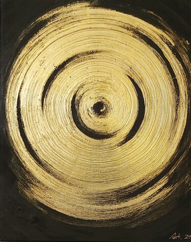 Painting titled "Golden circle" by Alexandra Amelchenko (As_Art), Original Artwork, Acrylic Mounted on Wood Stretcher frame