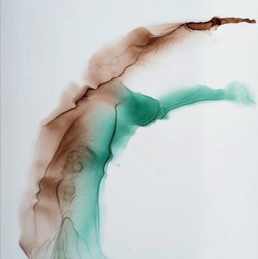 Картина под названием "Green and brown rai…" - Alexandra Amelchenko (As_Art), Подлинное произведение искусства, Чернила