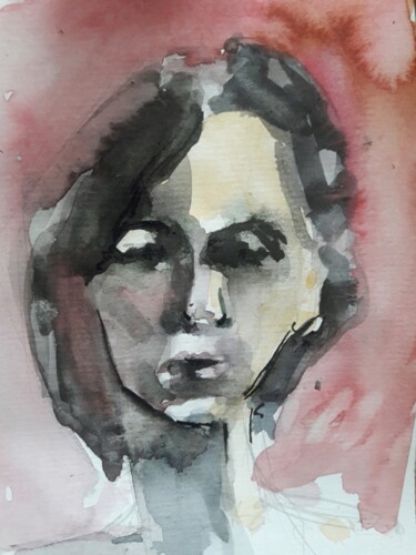 Painting titled "Self-portrait" by Alexandra Andreeva (Bismuth), Original Artwork, Watercolor
