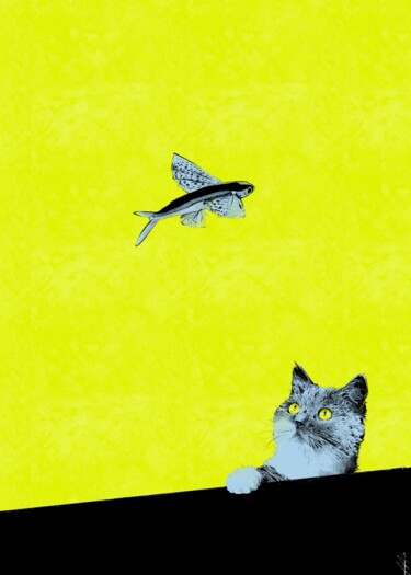 Digital Arts με τίτλο "flying fish" από Alexandra Astapova, Αυθεντικά έργα τέχνης, Ψηφιακή ζωγραφική