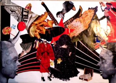 Collages intitulée "Au théâtre" par Alexandra Basset, Œuvre d'art originale