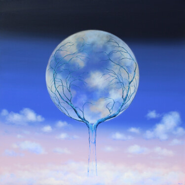 Painting titled "L'arbre Lune" by Alexandra Battezzati, Original Artwork, Acrylic
