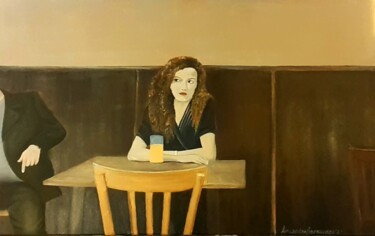 Painting titled "" A Rapariga do Caf…" by Alexandra Bernardes, Original Artwork, Acrylic