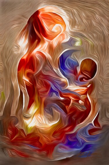 Цифровое искусство под названием "Mother & Child" - Alexandra Bloodworth, Подлинное произведение искусства, Изображение, сге…