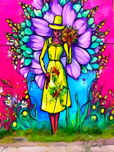 Digital Arts titled "“Amongst Flowers”" by Alexandra Bloodworth, Original Artwork, AI generated image