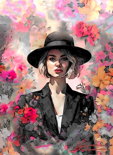 Arte digital titulada ""Floral Elegance”" por Alexandra Bloodworth, Obra de arte original, Imagen generada por IA
