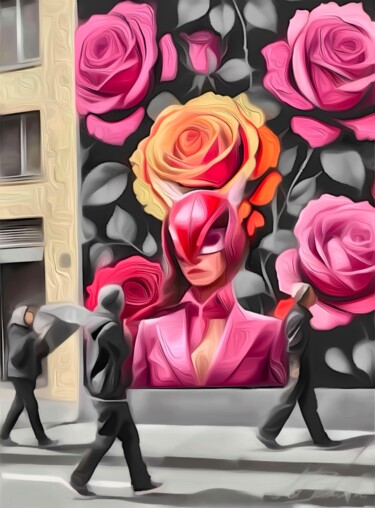Digitale Kunst getiteld "Street Rose Collect…" door Alexandra Bloodworth, Origineel Kunstwerk, Digitale collage