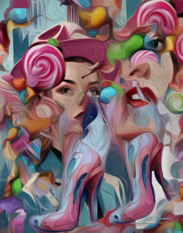 Digitale Kunst mit dem Titel "“The Sweet Pink Hee…" von Alexandra Bloodworth, Original-Kunstwerk, Digitale Collage