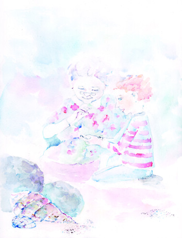 "grand-mère et enfant" başlıklı Tablo Alexandra Bobolina tarafından, Orijinal sanat, Suluboya