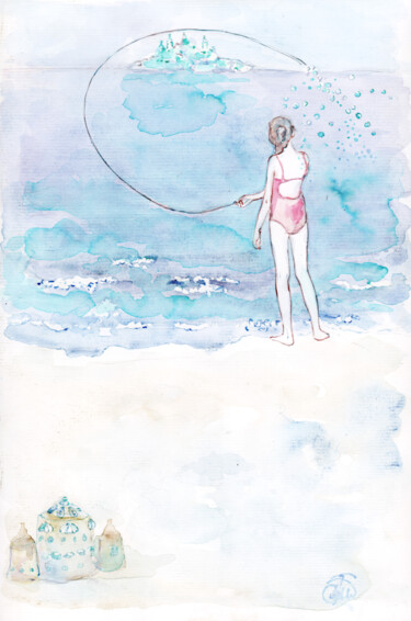 Peinture intitulée "La petite fée (Emma)" par Alexandra Bobolina, Œuvre d'art originale, Aquarelle