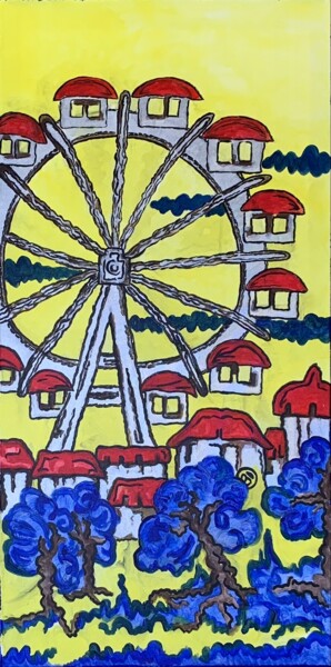 Painting titled "Ferris Wheel (Opus…" by Alexandra Busch, Original Artwork, Acrylic Mounted on Wood Stretcher frame
