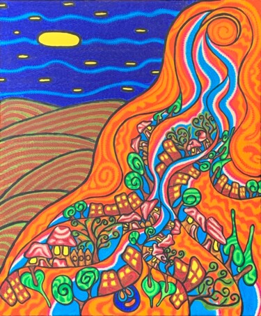 Картина под названием "Hot Summer (Opus 23…" - Alexandra Busch, Подлинное произведение искусства, Масло Установлен на Деревя…