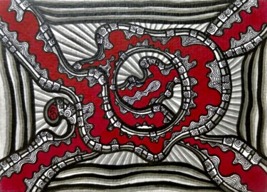 Drawing titled "Red Labyrinth (Opus…" by Alexandra Busch, Original Artwork, Ink
