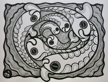 Zeichnungen mit dem Titel "Fish Dance (Opus 15…" von Alexandra Busch, Original-Kunstwerk, Tinte