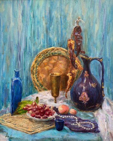 Malerei mit dem Titel "Still life in orien…" von Alexandra Da, Original-Kunstwerk, Öl