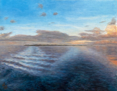 Schilderij getiteld "Lake Ladoga" door Alexandra Da, Origineel Kunstwerk, Olie