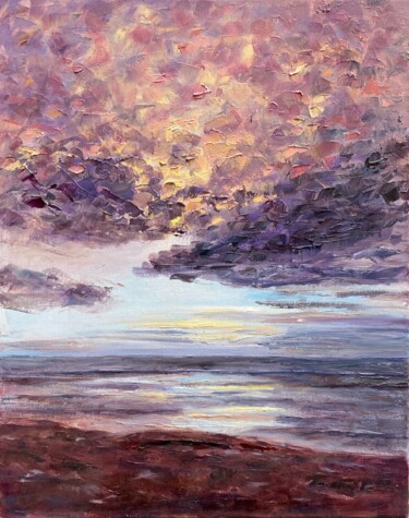 「Pink sunset on the…」というタイトルの絵画 Alexandra Daによって, オリジナルのアートワーク, オイル
