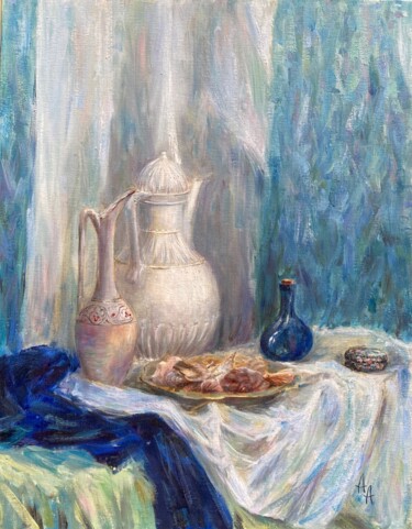 Painting titled "Still life with a w…" by Alexandra Da, Original Artwork, Oil