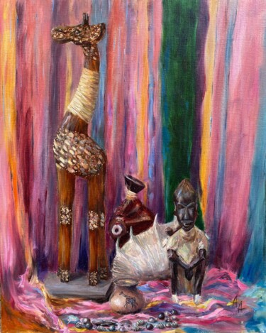 Pintura intitulada "Still life in Afric…" por Alexandra Da, Obras de arte originais, Óleo