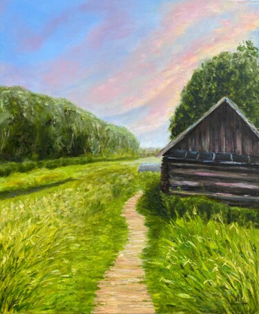 Painting titled "The road to the spr…" by Alexandra Da, Original Artwork, Oil