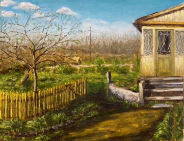 Pittura intitolato "Spring in the villa…" da Alexandra Da, Opera d'arte originale, Olio