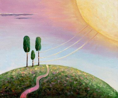 Ζωγραφική με τίτλο "Solar wind,a fantas…" από Alexandra Da, Αυθεντικά έργα τέχνης, Λάδι