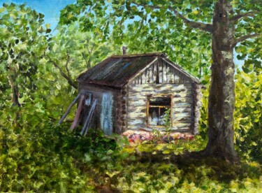 Painting titled "Old village house" by Alexandra Da, Original Artwork, Oil
