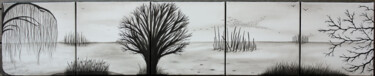 Peinture intitulée "Mes arbres" par Alexandra Danière (Le Monde d'Alex), Œuvre d'art originale, Encre Monté sur Châssis en b…