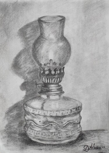 Desenho intitulada "Oil lamp" por Alexandra Dumitru, Obras de arte originais, Lápis