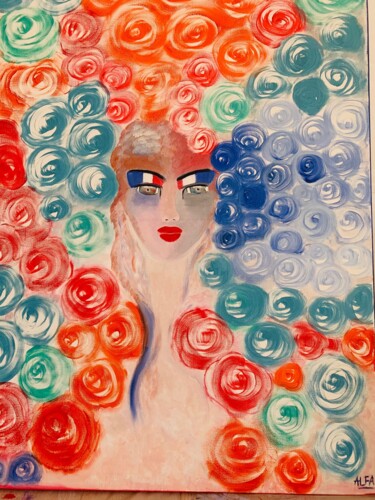 Peinture intitulée "La Marianne aux fle…" par Alexandra Falaise, Œuvre d'art originale, Huile