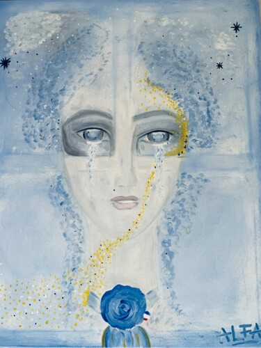 Peinture intitulée "Des larmes de floco…" par Alexandra Falaise, Œuvre d'art originale, Huile Monté sur Châssis en bois