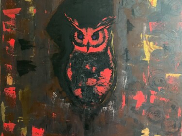 Painting titled "Le rouge et le noir…" by Alexandra Falaise, Original Artwork, Acrylic Mounted on Wood Stretcher frame