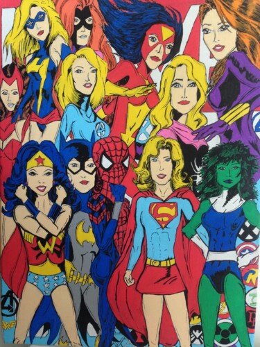 Painting titled "Supergirls" by Alexandra Fers, Original Artwork