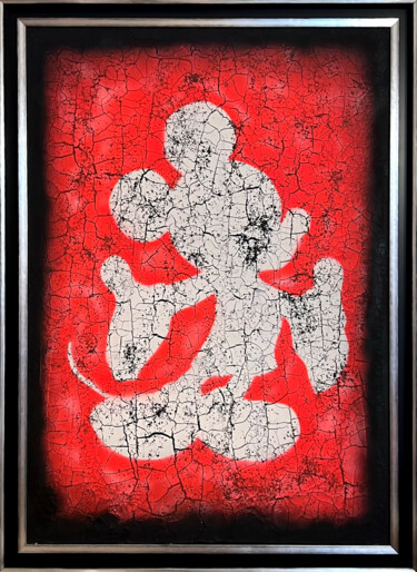 Painting titled "Mickey Mouse (HS)" by Alexandra Galavtine, Original Artwork, Spray paint Mounted on Wood Stretcher frame