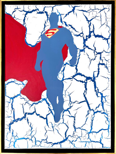 Painting titled "Superman" by Alexandra Galavtine, Original Artwork, Acrylic Mounted on Wood Stretcher frame