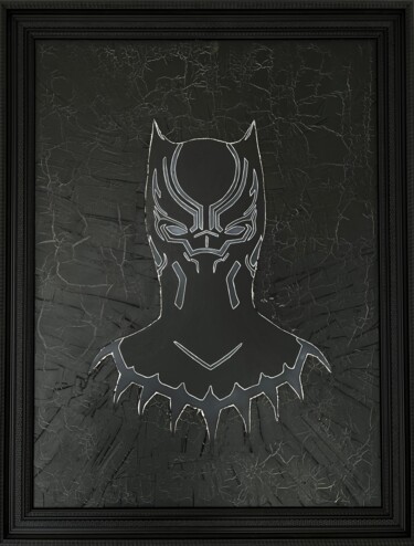 Painting titled "Black Panther" by Alexandra Galavtine, Original Artwork, Acrylic Mounted on Wood Stretcher frame