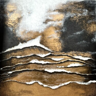 Painting titled "Paysage marin" by Alexandra Galavtine, Original Artwork, Spray paint Mounted on Wood Stretcher frame