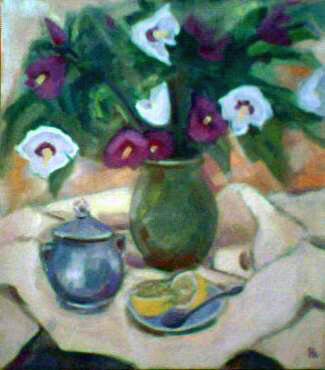 Peinture intitulée "fleures" par Alexandra Hagianu, Œuvre d'art originale