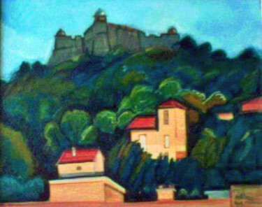 Painting titled "fort a villefranche" by Alexandra Hagianu, Original Artwork
