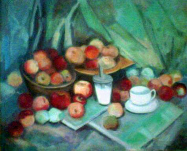 Peinture intitulée "des pommes" par Alexandra Hagianu, Œuvre d'art originale