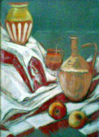 Painting titled "nature poterie" by Alexandra Hagianu, Original Artwork