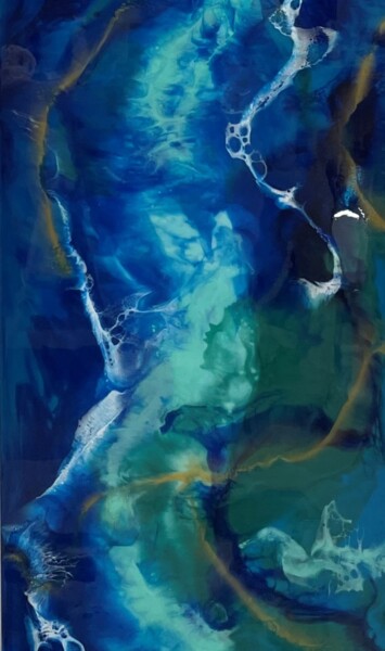 Malerei mit dem Titel "Im Rausche der Tiefe" von Alexandra Huelbach, Original-Kunstwerk, Pigmente