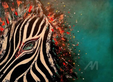 Painting titled "ZEBRA ATTITUDE" by Alexandra Isler, Original Artwork, Acrylic Mounted on Wood Stretcher frame